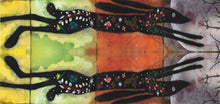 Load image into Gallery viewer, Two Hares with floral patterns on a colourful abstract background

